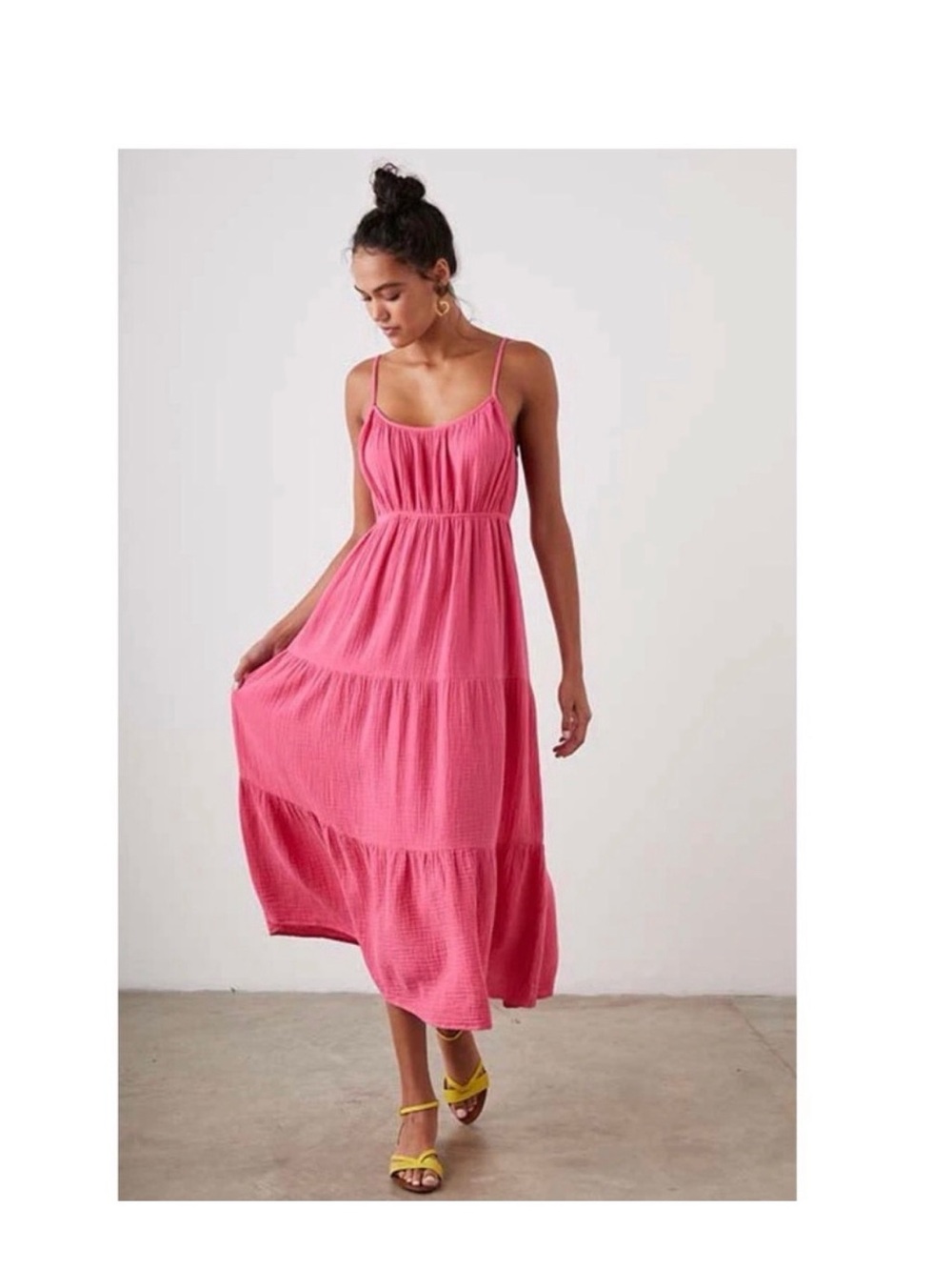 Rails Pink Tiered Maxi Dress with Spaghetti Straps